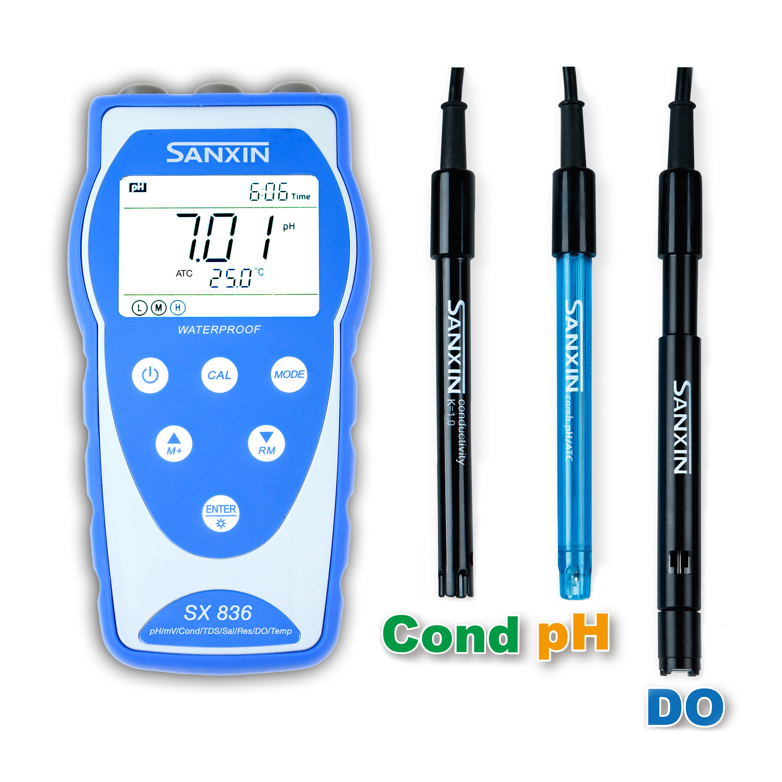 上海三信便攜式PH/電導率/溶氧儀SX836